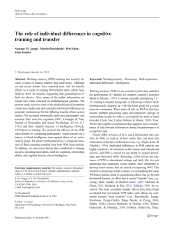 The role of individual differences in cognitive training