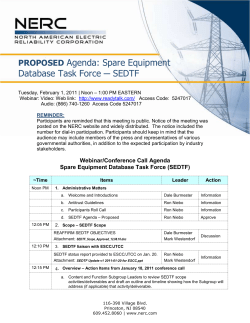 Proposed Agenda SEDTF February 1