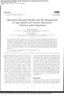 Operations Research Models and the Management of Agricultural