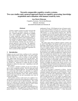 Towards comparable cognitive creative systems. Two case studies