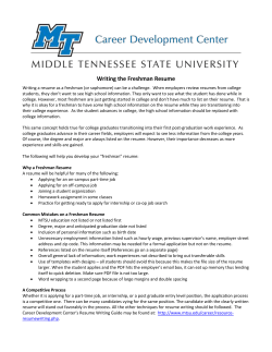 Freshman Resume Guide - Middle Tennessee State University