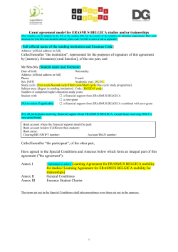 Grant agreement model for ERASMUS BELGICA studies and/or