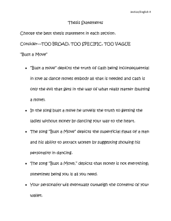 Thesis Statements Choose the best thesis statement in each section