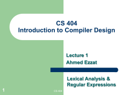 Introduction to Lexical Analysis, Regular Expressions