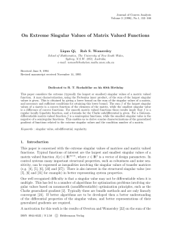 On Extreme Singular Values of Matrix Valued Functions
