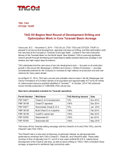 TAG Oil Begins Next Round of Development Drilling and