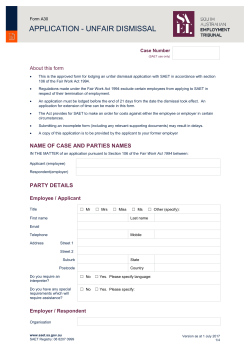 Application - Unfair dismissal - The South Australian Employment
