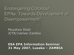 Endangering Cotonou! EPAs: Towards
