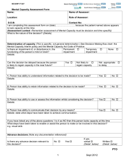 Mental Capacity Assessment Form