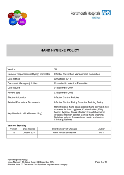 Hand Hygiene Policy - Portsmouth Hospitals NHS Trust