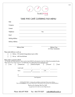 take five café catering fax menu