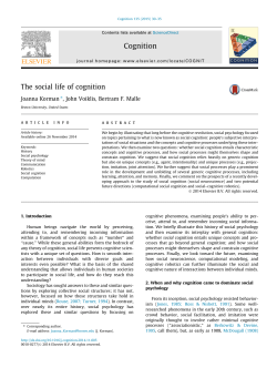 The social life of cognition - Cognitive and Linguisitice Sciences has