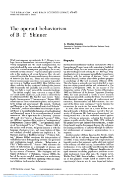 The operant behaviorism of BF Skinner