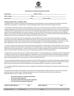 New Member Presentation/Step Show Checklist