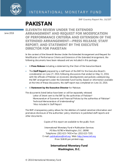 Pakistan: Eleventh Review Under the Extended Arrangement and