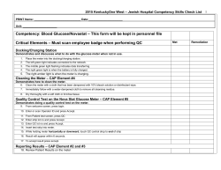 Competency: Blood Glucose/Novastat &ndash; This form will be kept in