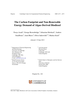 The Carbon Footprint and Non-Renewable Energy Demand of