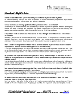 Landlord`s Right to Enter - Neighborhood Legal Services, Inc.