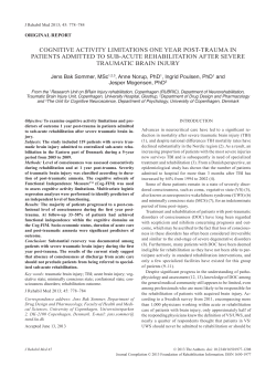 cognITIVe AcTIVITy lIMITATIonS one yeAR poST