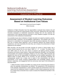Assessment of Student Learning Outcomes Based on Institutional