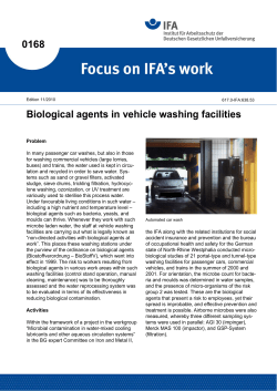 Biological agents in vehicle washing facilities, Focus on IFA`s work