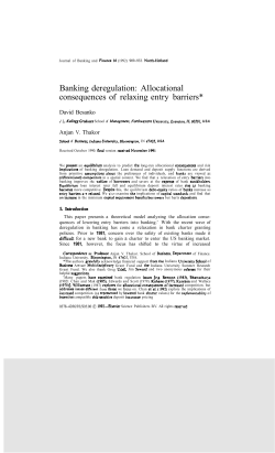 Banking deregulation: Allocational consequences of relaxing entry