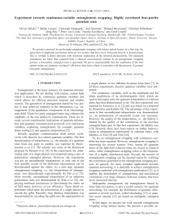 Experiment towards continuous-variable entanglement swapping