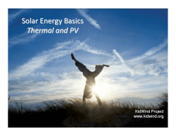 Solar Energy Basics Thermal and PV