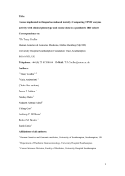 Genes implicated in thiopurine-induced toxicity: comparing TPMT