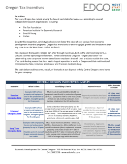 Oregon Tax Incentives - Economic Development for Central Oregon