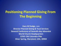 Positioning Planned Giving From The Beginning