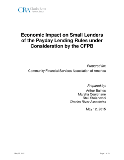 Economic Impact on Small Lenders of the Payday Lending Rules