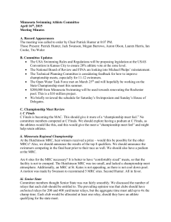 Minnesota Swimming Athlete Committee April 16th, 2015 Meeting