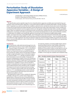 Perturbation Study of Dissolution Apparatus Variables&mdash;A Design of