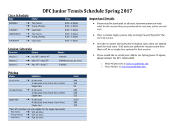 Junior Tennis Schedule