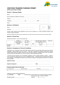 Croydon Traders Parking Permit Application