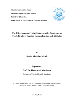 The Effectiveness of Using Meta cognitive Strategies on Tenth