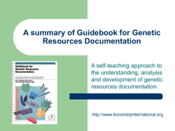 A summary of Guidebook for Genetic Resources