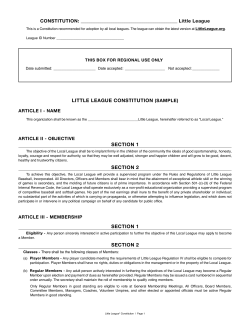 LITTLE LEAGUE CONSTITUTION (SAMPLE) SECTION 1 SECTION