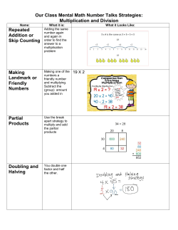 Our Class Mental Math Number Talks Strategies: Multiplication and