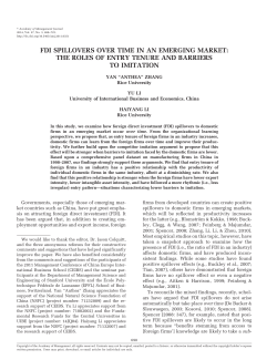 fdi spillovers over time in an emerging market: the roles of entry