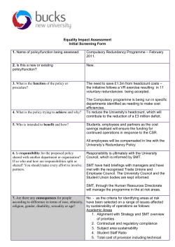 Equality Impact Assessment initial screening form