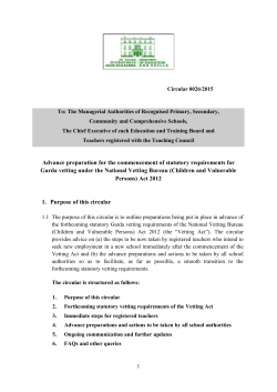 Advance preparation for the commencement of statutory
