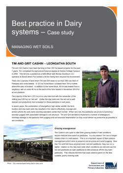 Best practice in Dairy systems Case study - Managing wet