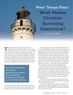 FIRST THINGS FIRST: What Makes Christian Schooling Distinctive?