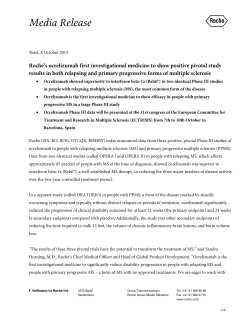 Roche`s ocrelizumab first investigational medicine to show positive