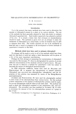 THE QUANTITATIVE DETERMINATION OF CHLOROPHYLL` (WITH