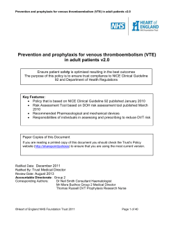 Prevention and prophylaxis for venous thromboembolism (VTE)