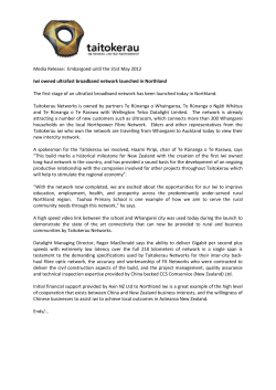 Media Release: Embargoed until the 31st May 2012 Iwi owned