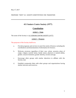 411 Seniors Centre Society (1977) Constitution